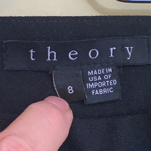 Theory | Classic Black Wool Blend Side Zip Stretch Notched Hem Pants Trousers 8 - Picture 5 of 14
